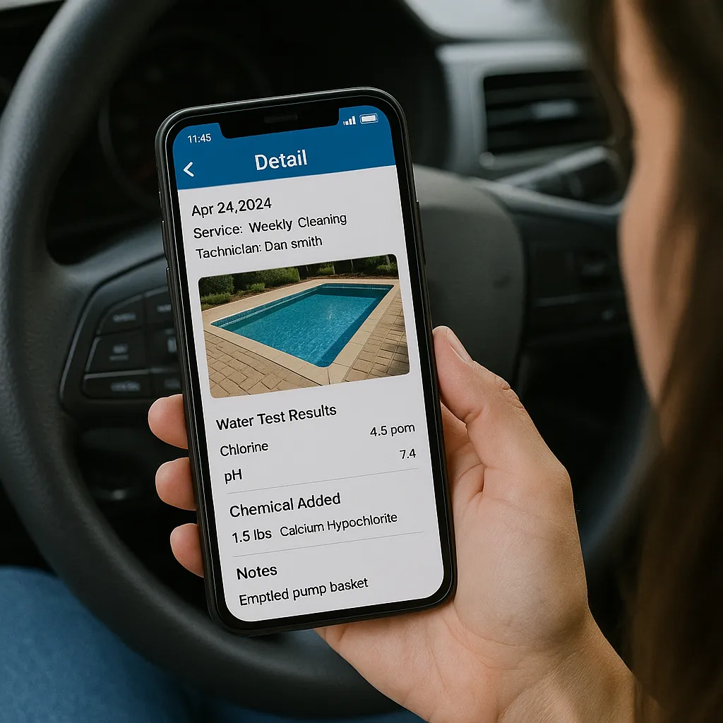 Detailed report after each pool maintenance
