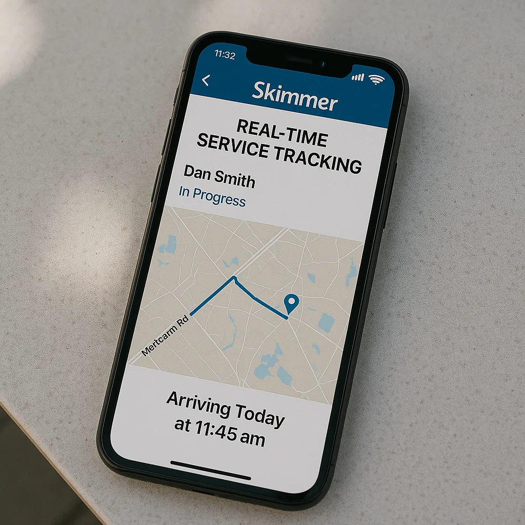 Real-time service tracking through Skimmer app