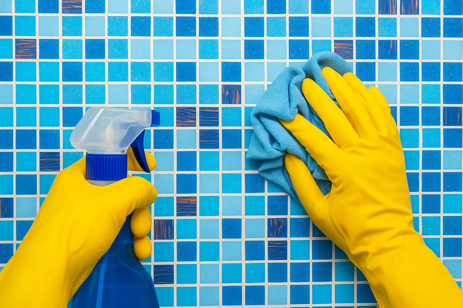 how to clean glass tiles in pools