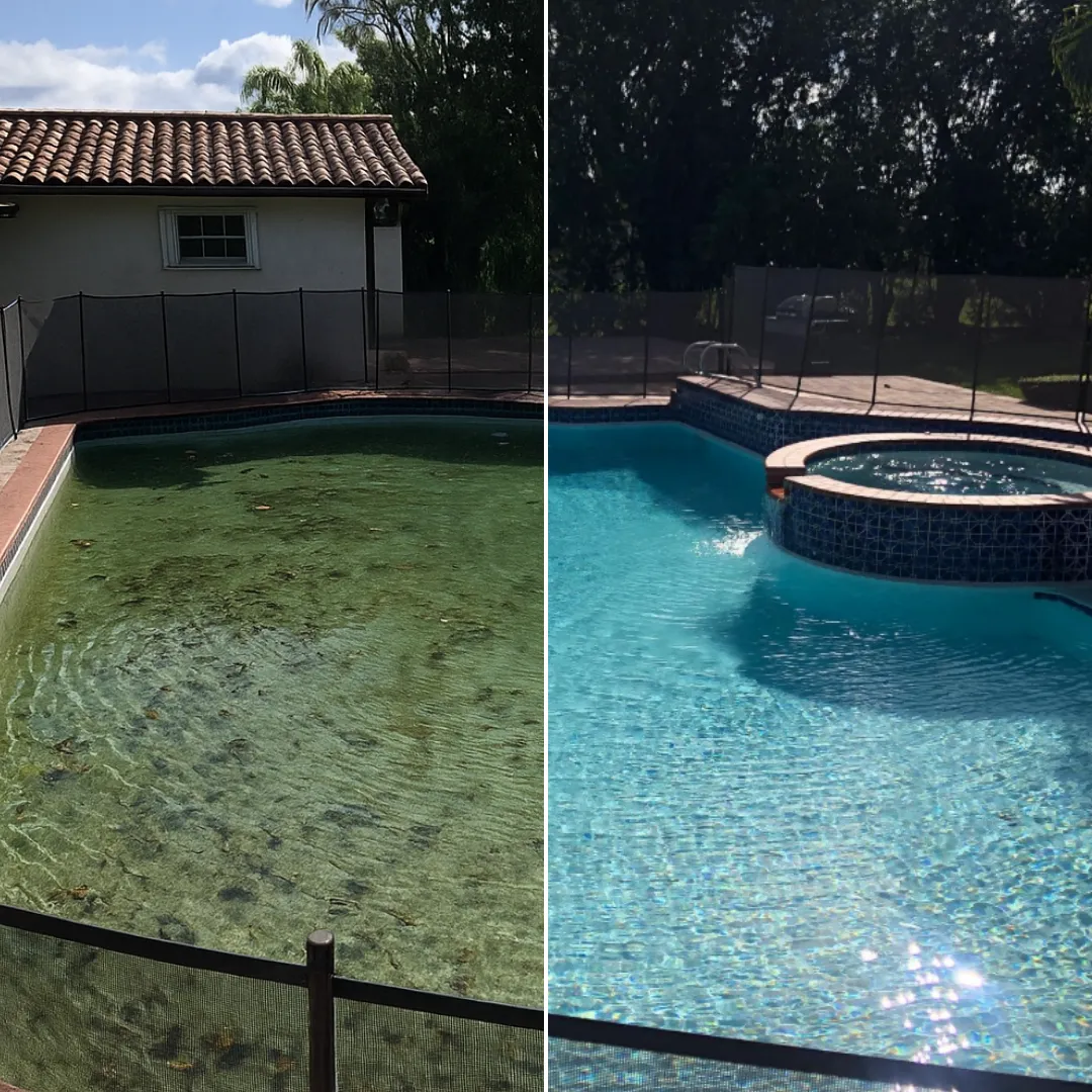 pool cleaning before and after near whispering pines road in cutler bay